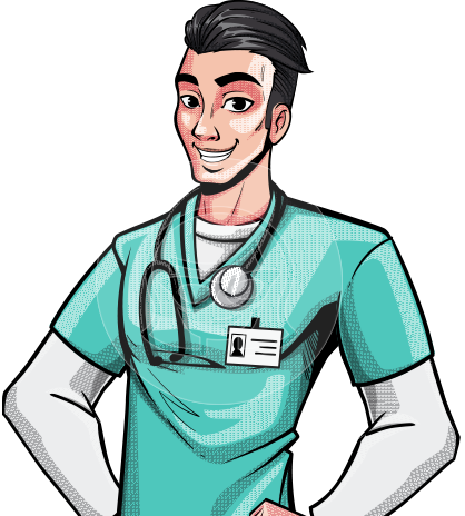 Pop Art Style Male Nurse Cartoon Character